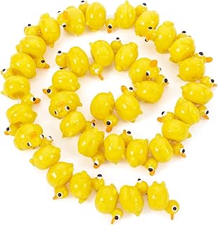 Handmade Gold Duck Lampwork Beads for Jewelry, 16-17x13-15mm