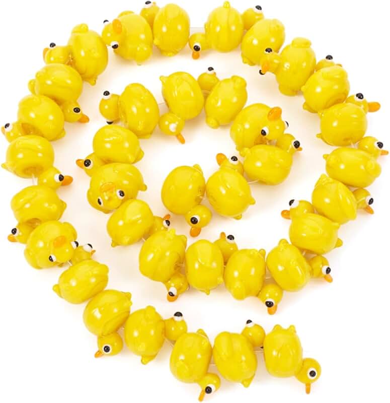 Handmade Gold Duck Lampwork Beads for Jewelry, 16-17x13-15mm