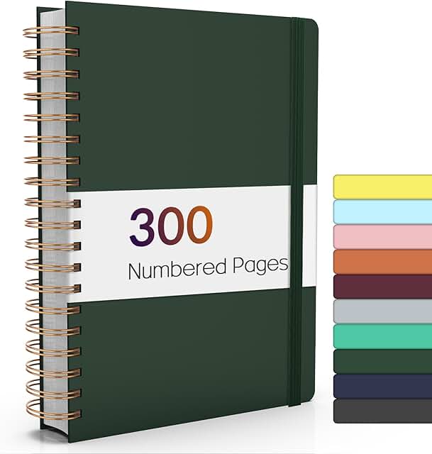 Dark Green Spiral Notebook with 300 Pages