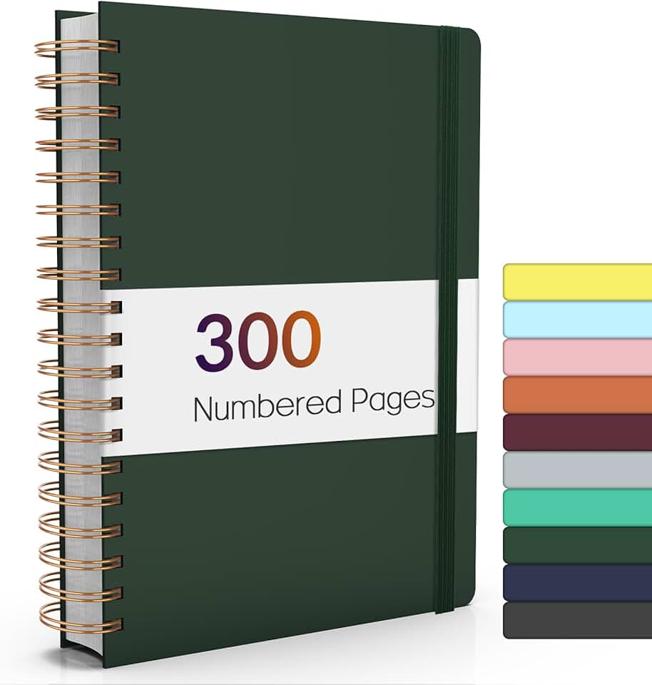 Dark Green Spiral Notebook with 300 Pages