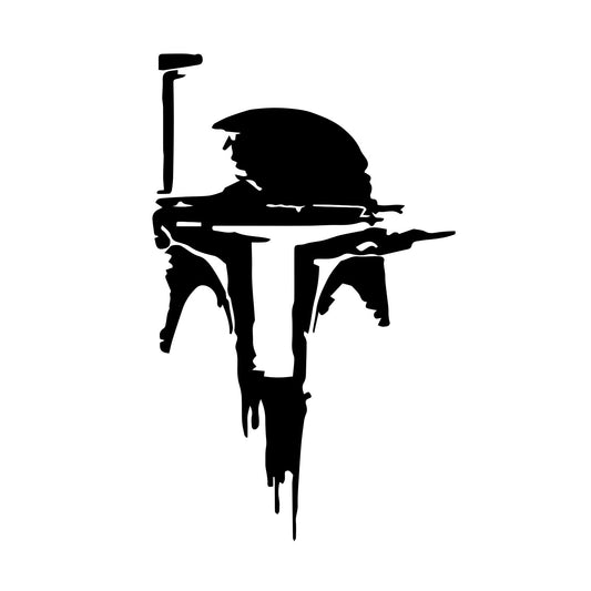 Black Boba Helmet Vinyl Sticker, 3x6 inches