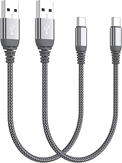 2-Pack Short USB C Charging Cables, Nylon Braided
