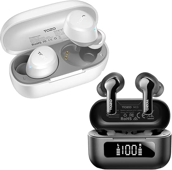 Lightweight Wireless Earbuds with Noise Cancelling and Bluetooth 5.3