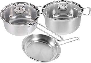 Stainless Steel Cookware Set with Thick Bottom and Steel Handles