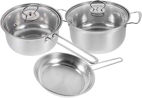 Stainless Steel Cookware Set with Thick Bottom and Steel Handles