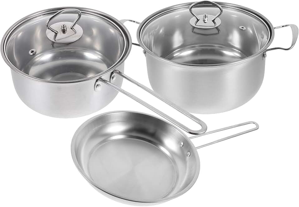 Stainless Steel Cookware Set with Thick Bottom and Steel Handles