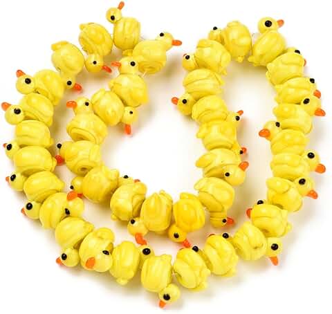 40Pcs Handmade 3D Yellow Duck Beads for Jewelry Making