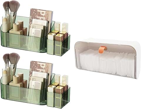 Two Bathroom Cabinet Makeup and Cotton Pad Holders