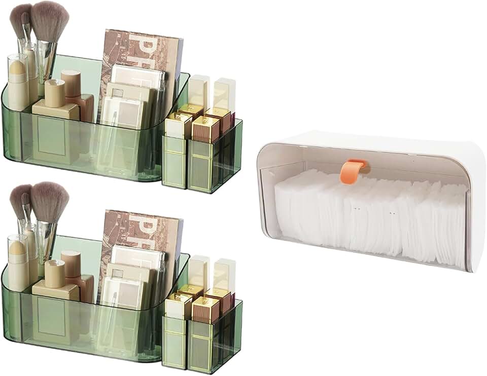 Two Bathroom Cabinet Makeup and Cotton Pad Holders