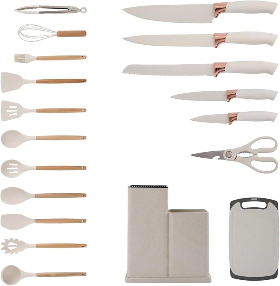 19-Piece Kitchen Utensil Set with Knife Block