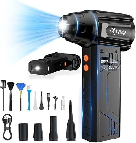 Cordless Electric Air Duster with LED Light and 4 Gears