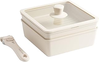 Non-Stick Eco Ceramic Beige Square Pan and Pot Set, 5 Pieces