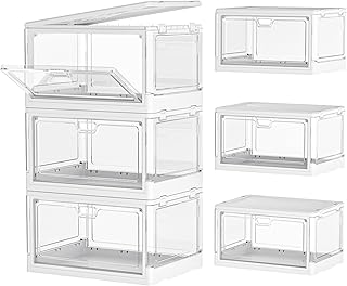 Set of 3 Clear Stackable Storage Bins with Lids
