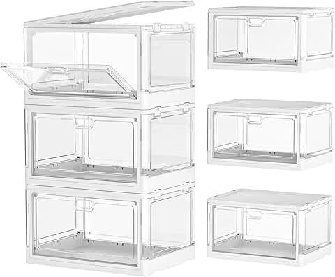 Set of 3 Clear Stackable Storage Bins with Lids
