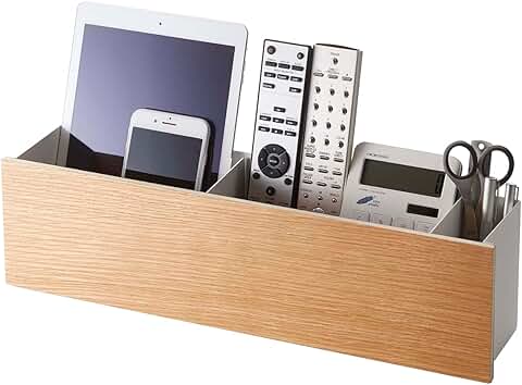 Large Steel and Wood Desk Organizer for Remote and Pen
