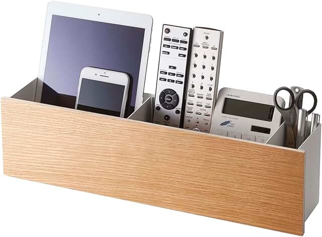 Large Steel and Wood Desk Organizer for Remote and Pen