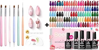 6-Piece Nail Art Brush Set with Gel Polish and Colors
