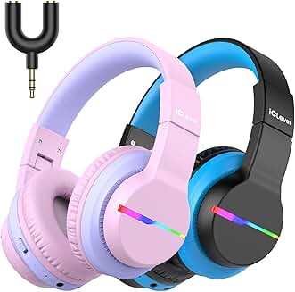Kids Bluetooth Headphones with LED Lights and Long Battery Life