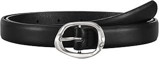 Women’s Thin Leather Belt with Gold Buckle for Jeans and Dresses