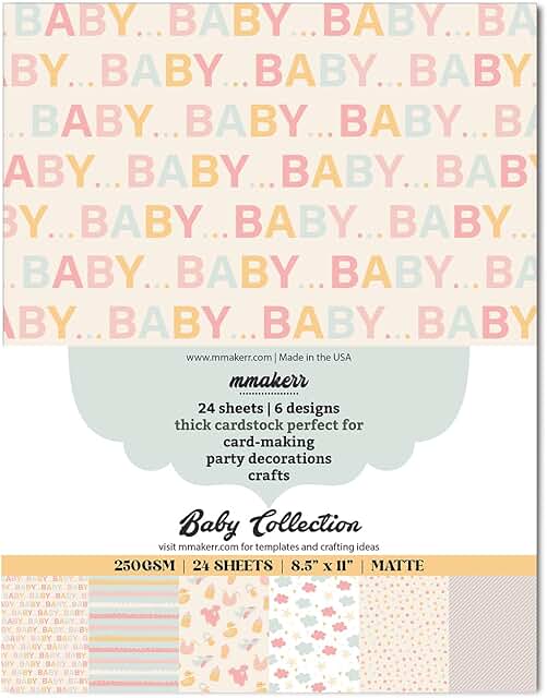 Gender-neutral baby scrapbook paper, 24 sheets