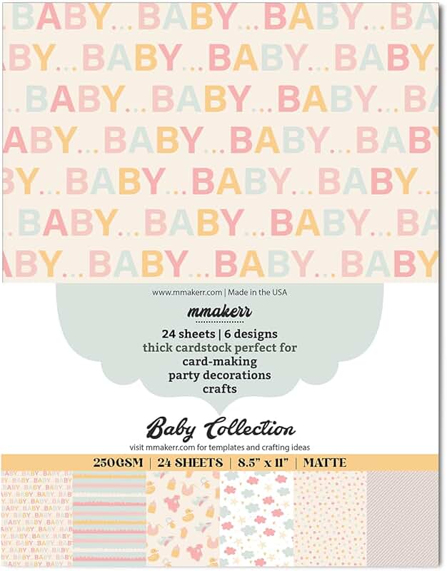 Gender-neutral baby scrapbook paper, 24 sheets