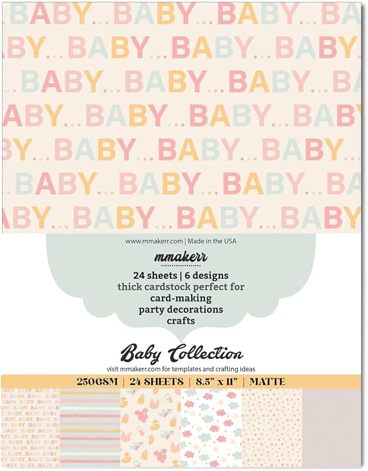 Gender-neutral baby scrapbook paper, 24 sheets