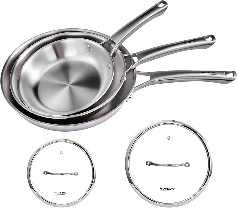 8-12 Inch Stainless Steel Cookware Set with Lids