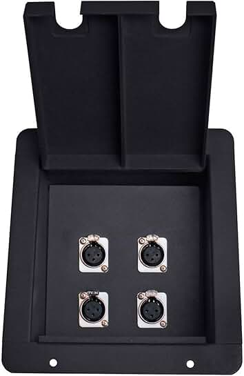 Recessed Floor Stage Box with 4 XLR Jacks