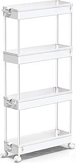 Slim 4-Tier Rolling Storage Cart for Narrow Spaces