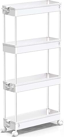 Slim 4-Tier Rolling Storage Cart for Narrow Spaces