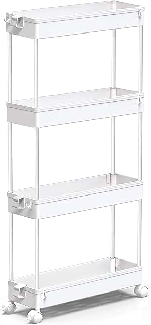 Slim 4-Tier Rolling Storage Cart for Narrow Spaces