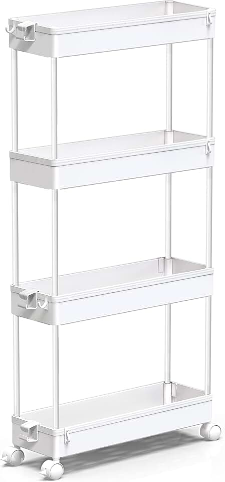 Slim 4-Tier Rolling Storage Cart for Narrow Spaces