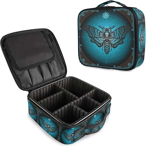 Travel Skull Makeup Bag with Adjustable Dividers