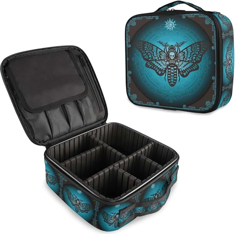 Travel Skull Makeup Bag with Adjustable Dividers