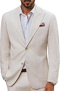 Men's Cotton Linen Casual Blazer with Pockets