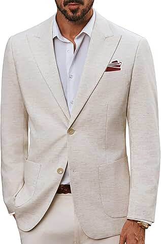 Men's Cotton Linen Casual Blazer with Pockets