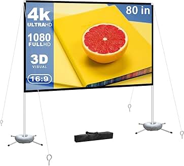 Portable 80-inch outdoor movie projector screen