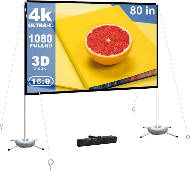 Portable 80-inch outdoor movie projector screen