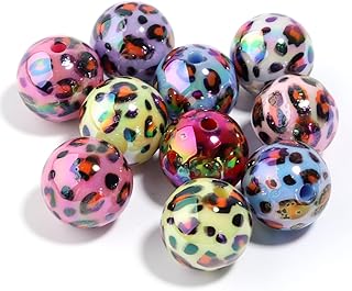 40 pcs 15mm Colorful Acrylic Cow Leopard Beads for Jewelry Making