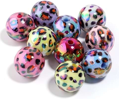 40 pcs 15mm Colorful Acrylic Cow Leopard Beads for Jewelry Making