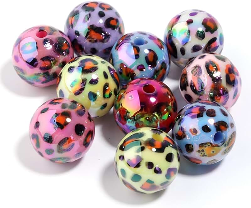 40 pcs 15mm Colorful Acrylic Cow Leopard Beads for Jewelry Making