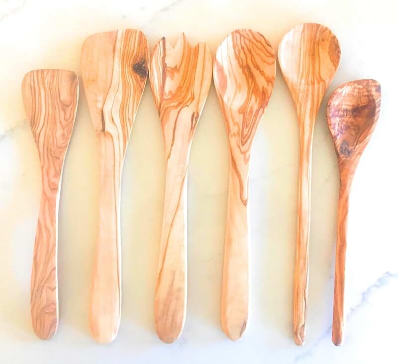 6-Piece Olive Wood Utensil Set for Cooking and Serving