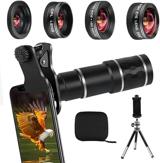 Phone Camera Lens Kit with Zoom, Wide, Macro, Fisheye