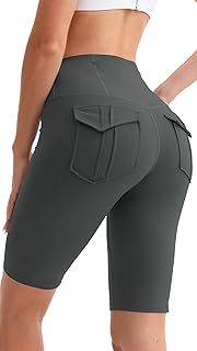 High Waist Biker Shorts with Pockets for Women