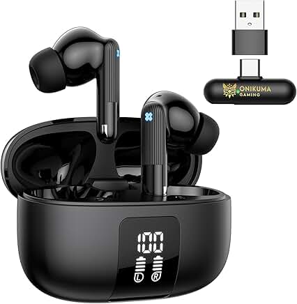 Wireless gaming earbuds with low latency and LED display