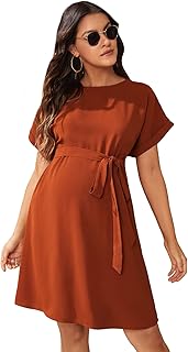 Women's Maternity Batwing Sleeve Round Neck Short Tunic Dress