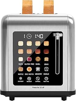 Touch Screen Stainless Steel 2-Slot Toaster with Digital Timer