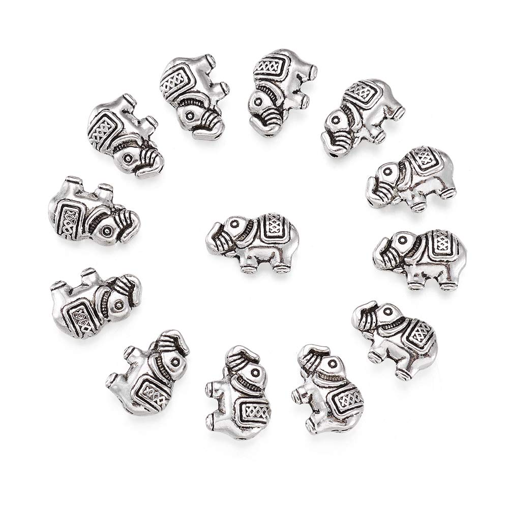 20Pcs Antique Silver Elephant Spacer Beads for Jewelry Making