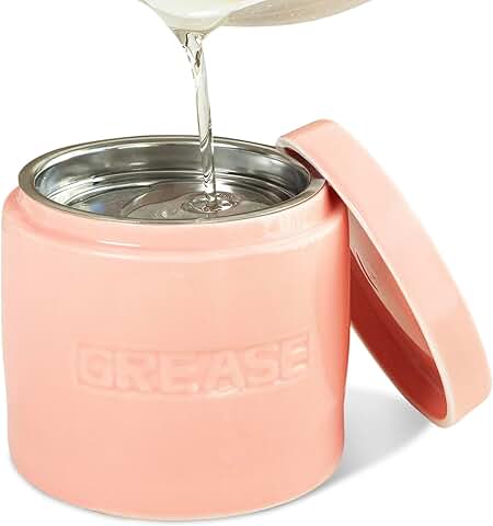 Ceramic Bacon Grease Container with Strainer, 1L