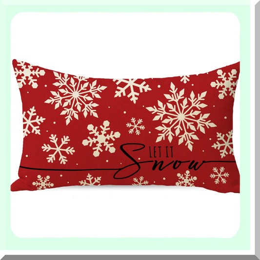 Winter Wonderland Lumbar Pillow Cover - Festive Snowflake Decorative Cushion Case for Sofa - Let It Snow Holiday Home Decoration - 12 x 20 inches